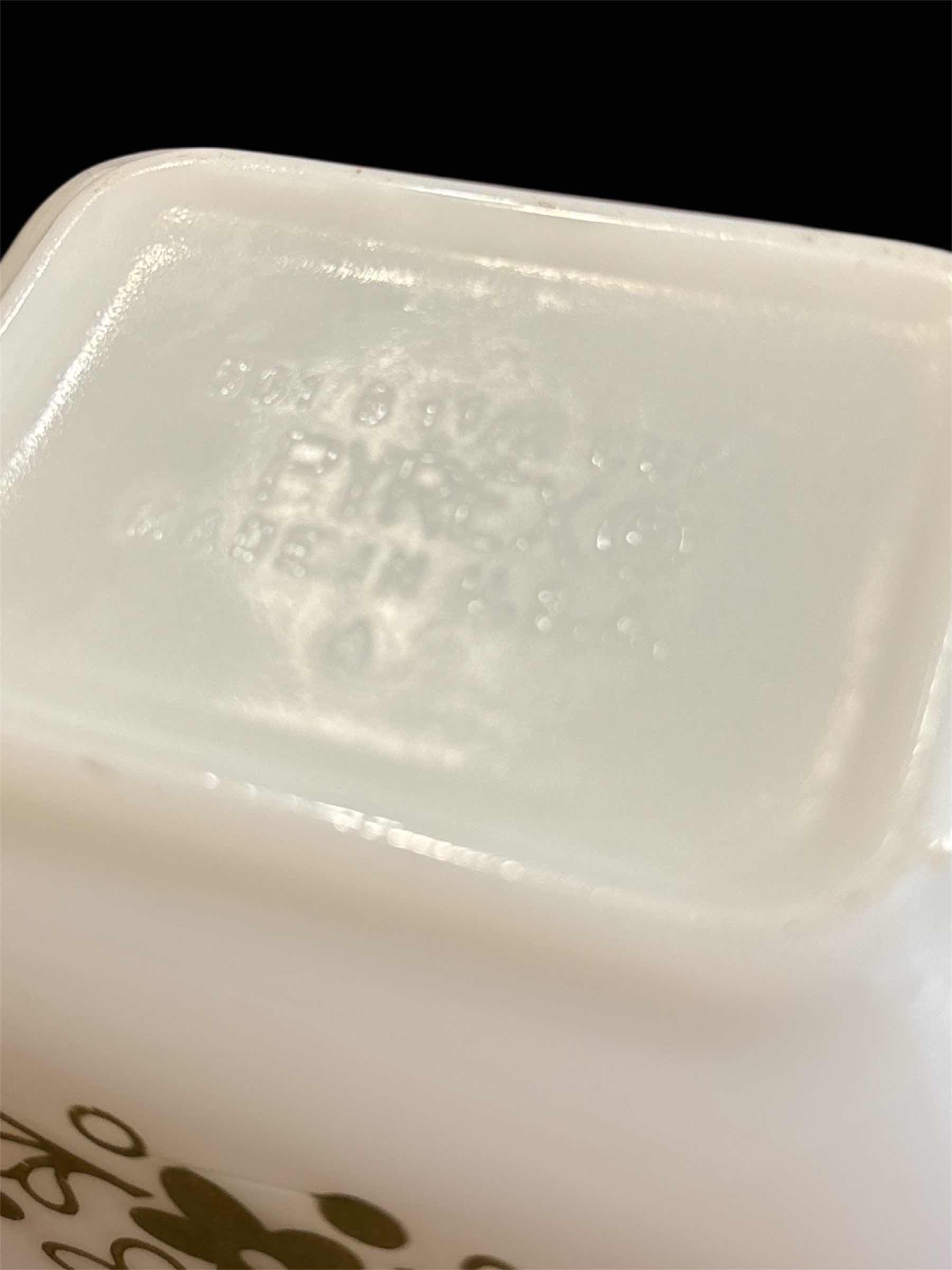 Photo 1 of VINTAGE PYREX, MILK GLASS BANDED MIXING BOWL #16  & SPRING BLOSSOM CRAZY DAISY 1.5 CUP REFRIGERATOR DISH W LID #501