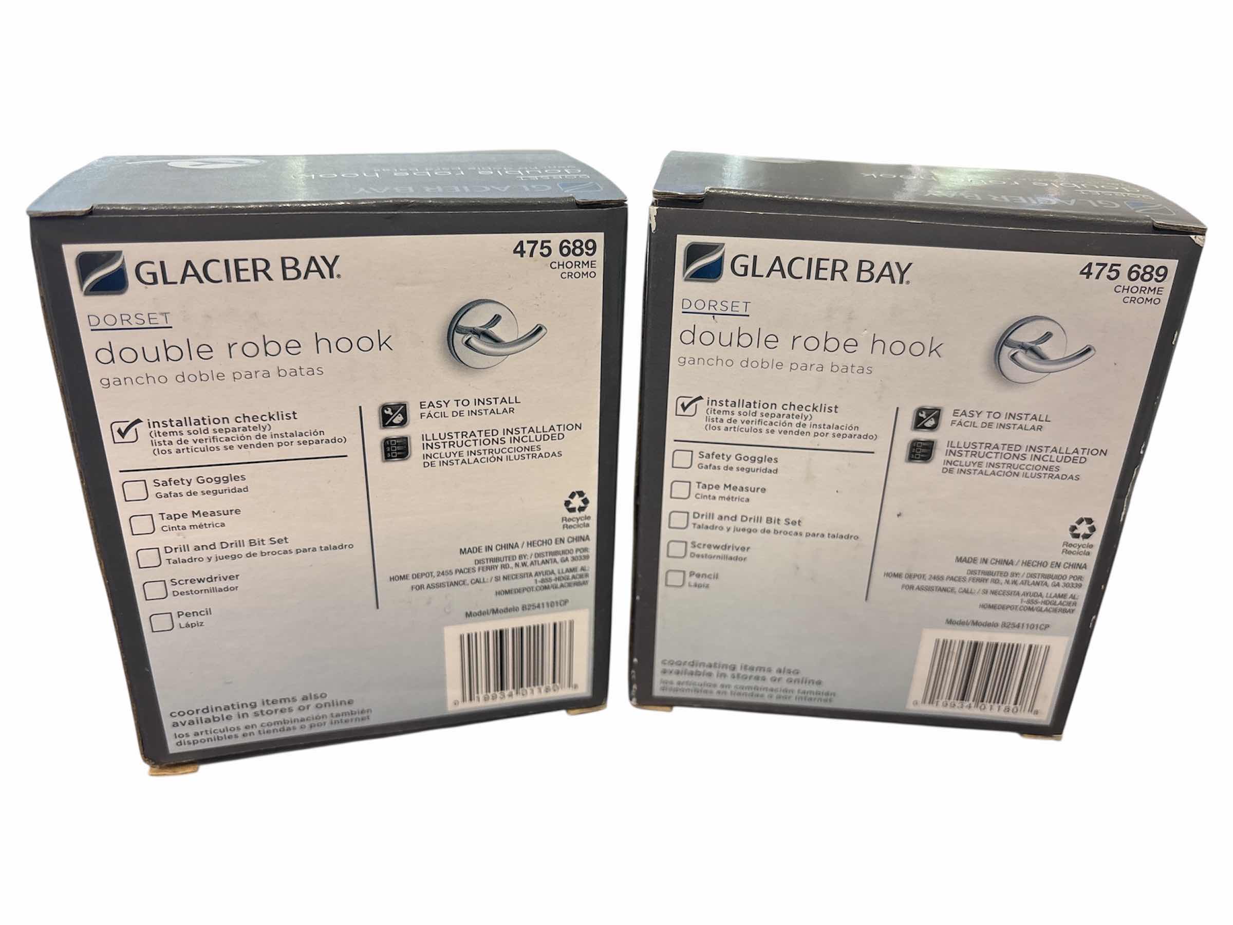 Photo 1 of NEW 2-PACK GLACIER BAY DORSET DOUBLE ROBE HOOK, CHROME (475 689)