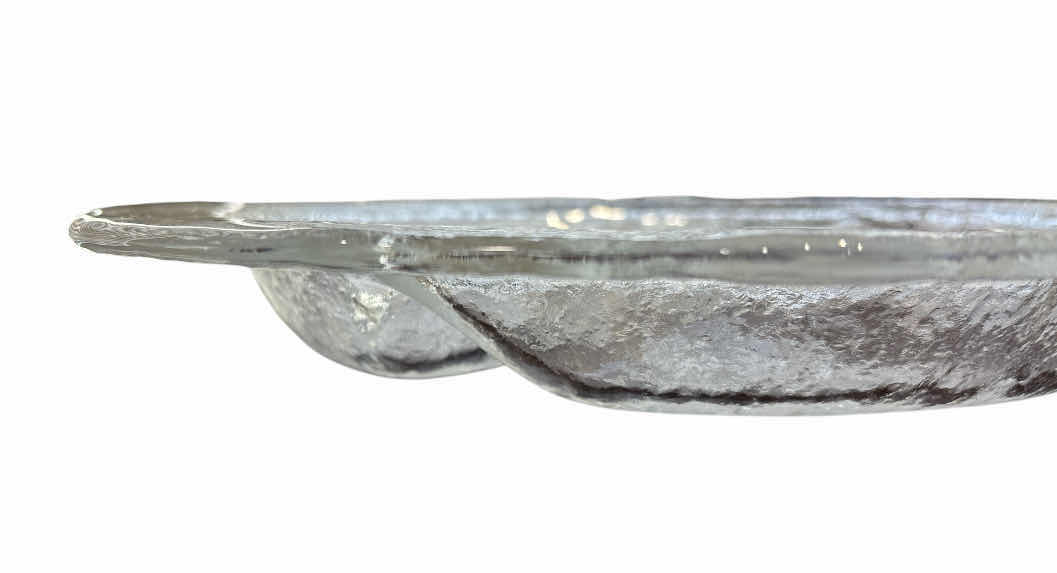 Photo 1 of VINTAGE 70’s MUURLA FINLAND LARGE GLASS DIVIDER SERVING TRAY, CLEAR ICE GLASS 14.5” X 1.6”