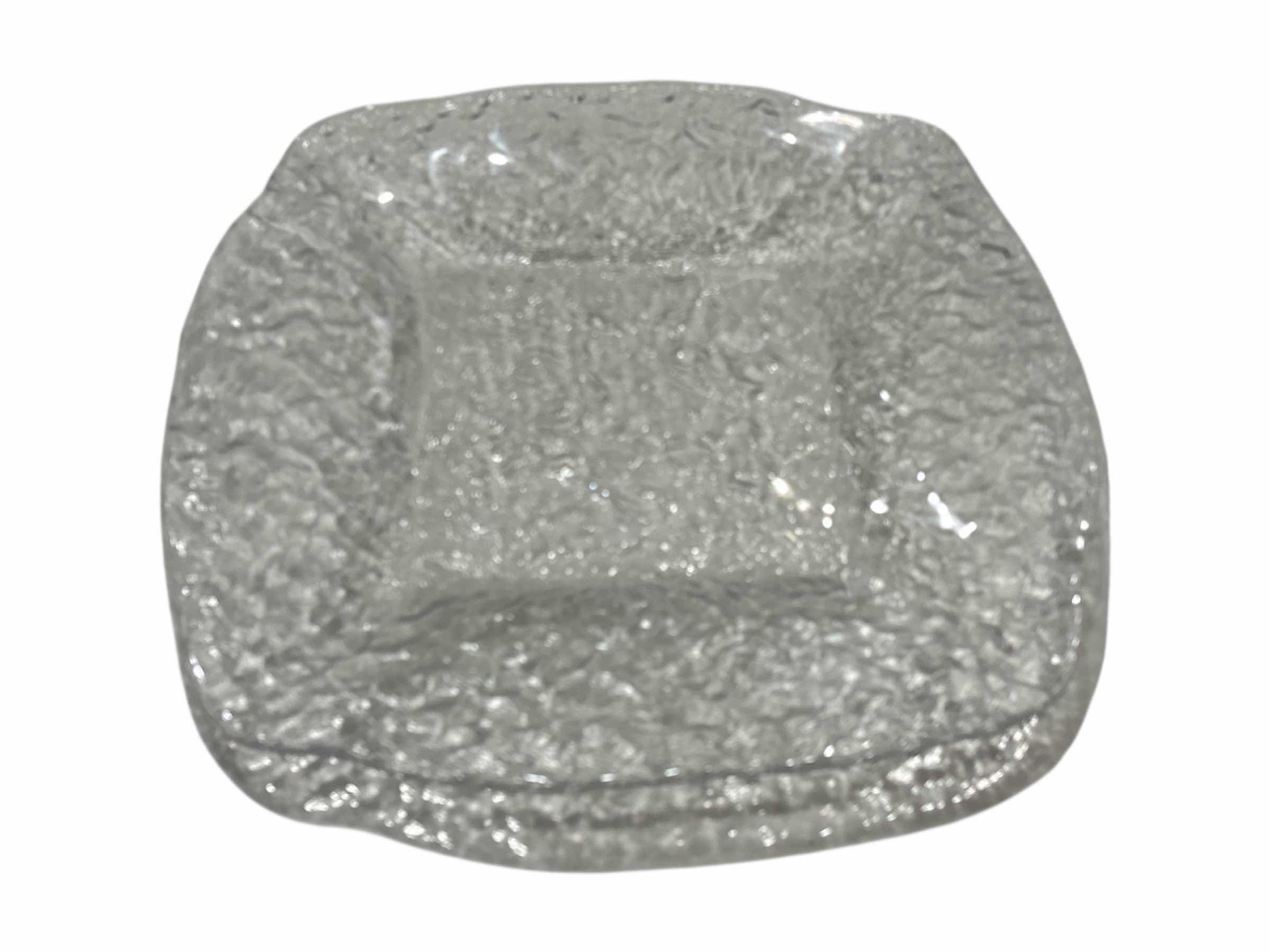 Photo 1 of VINTAGE 70’s MUURLA FINLAND LARGE GLASS 13” SQUARE SERVING TRAY, CLEAR ICE GLASS 13” X 1.5”