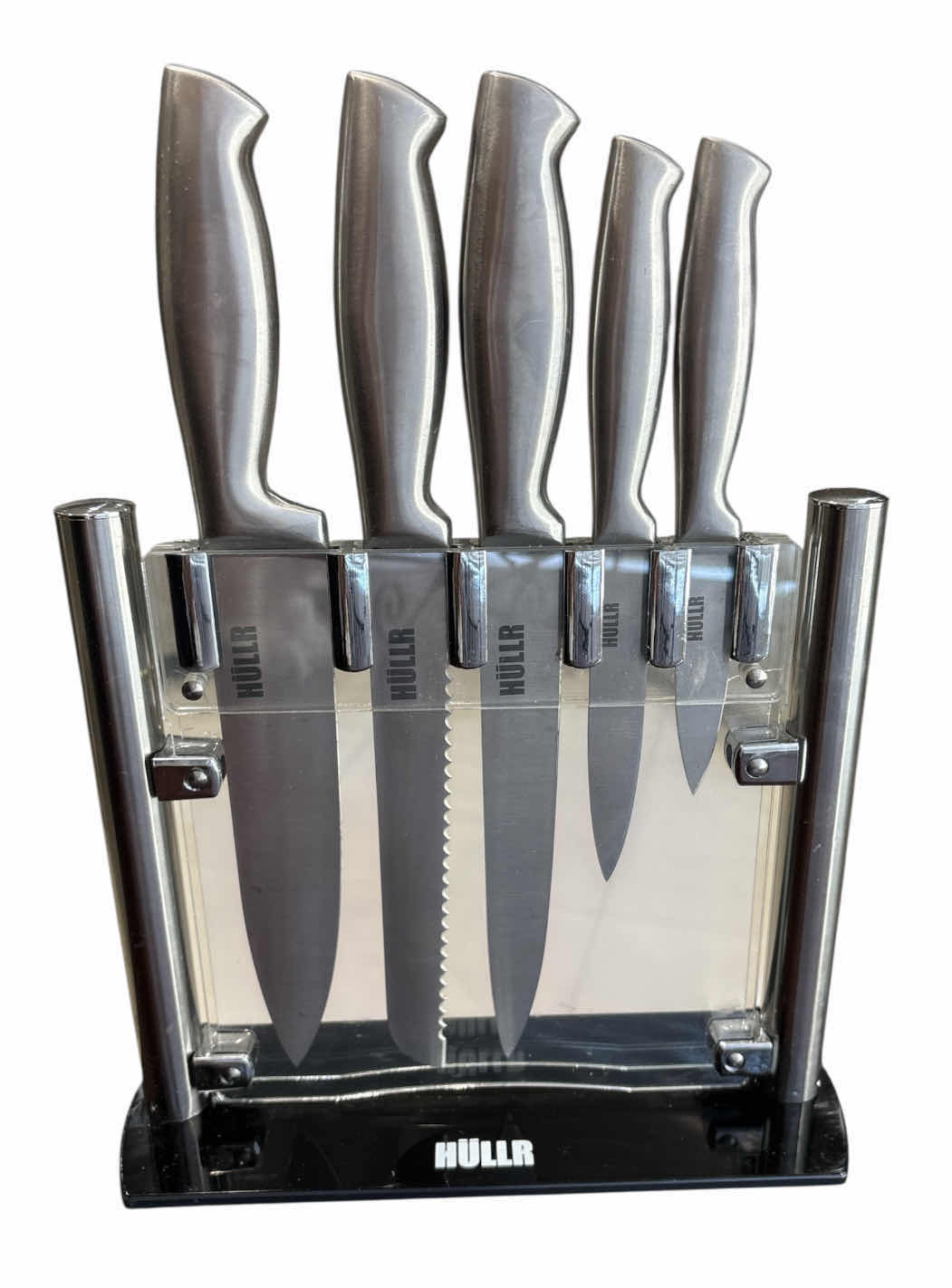 Photo 1 of HÜLLR STAINLESS STEEL KITCHEN KNIFE SET W ACRYLIC STAND (6 PCS)