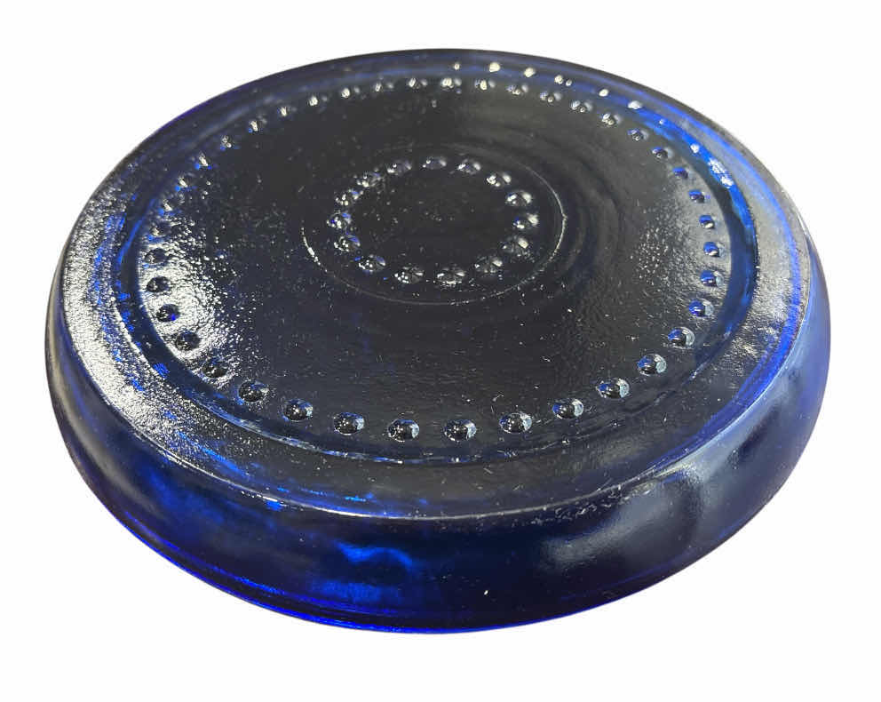 Photo 1 of VINTAGE CLEAR DOME CLOCHE W COBALT BLUE GLASS 9” PLATE