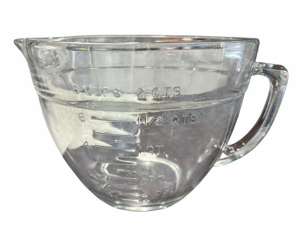 Photo 1 of VINTAGE ANCHOR HOCKING FIRE KING 10” GLASS PIE BAKING DISH & ANCHOR HOCKING 8 CUP GLASS MEASURING BOWL