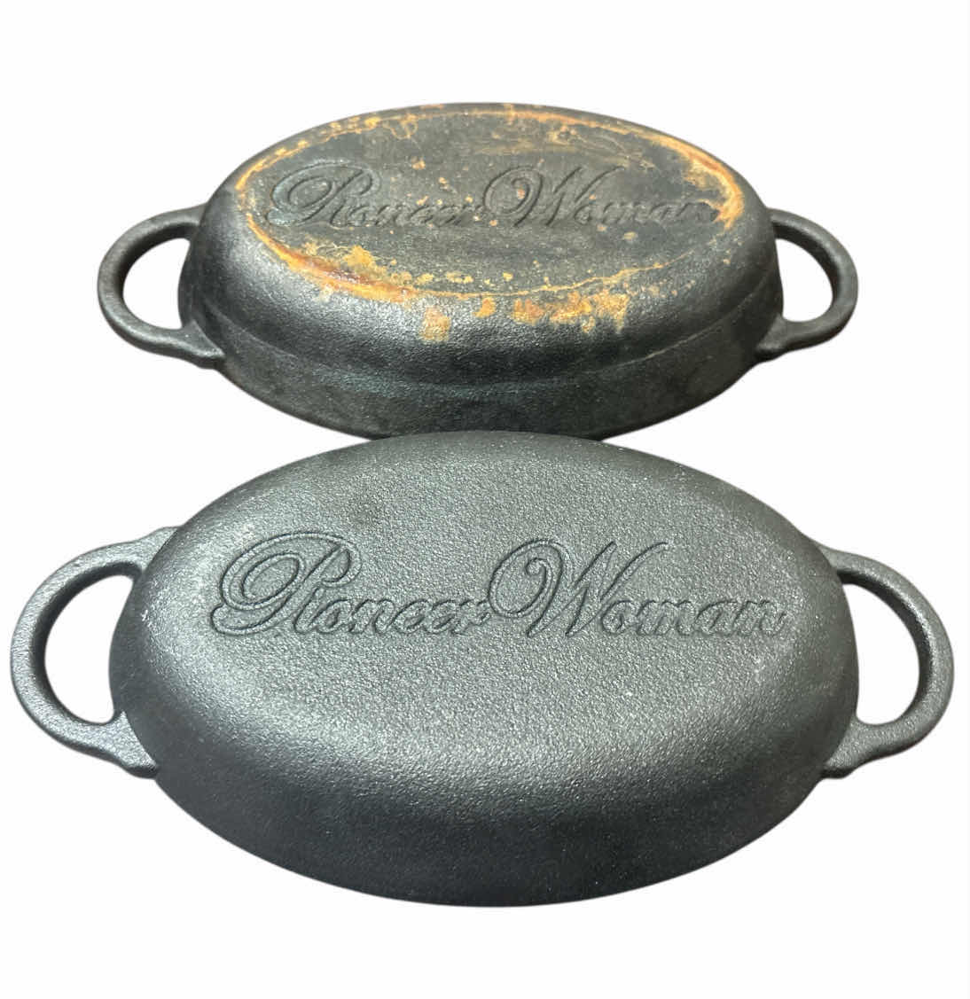Photo 1 of PIONEER WOMAN MINI CAST IRON OVAL AU GRATIN PAN, 2 PCS (6.25” X 4”)