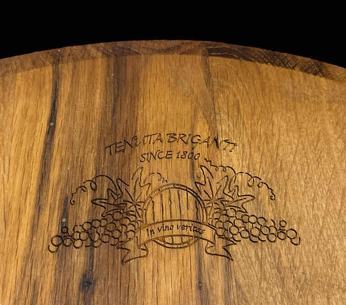 Photo 1 of BRIGANTI SRL BOTTI DAL 1800 WOODEN WINE 21” BARREL TOP/CHARCUTERIE BOARD/ DECOR