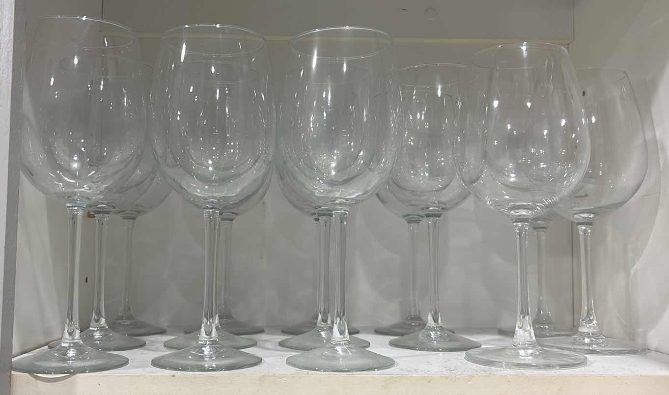 Photo 1 of 14 PC WINE GLASSES- SET OF 11 STEMMED WINE GLASSES (9”) & SET OF 3 RED WINE STEMMED BALLOON GLASSES (9”)