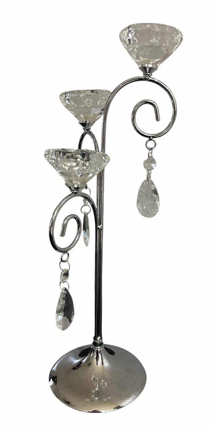 Photo 1 of HOBBY LOBBY CHROME & CRYSTAL TEA LIGHT HOLDER 16”