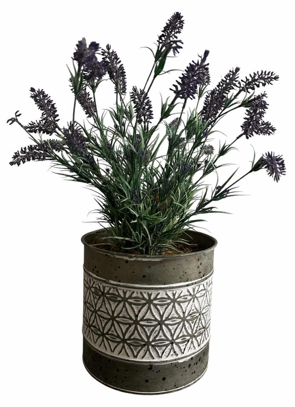 Photo 1 of 20” FAUX LAVENDER PLANT IN DECORATIVE METAL 8” PLANTER POT
