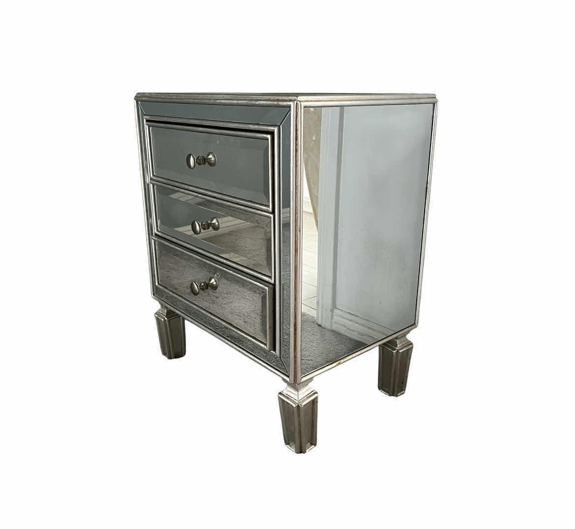 Photo 1 of COAST TO COAST MIRROR PANELED 3 DRAWER NIGHTSTAND 22” X 15” H27”