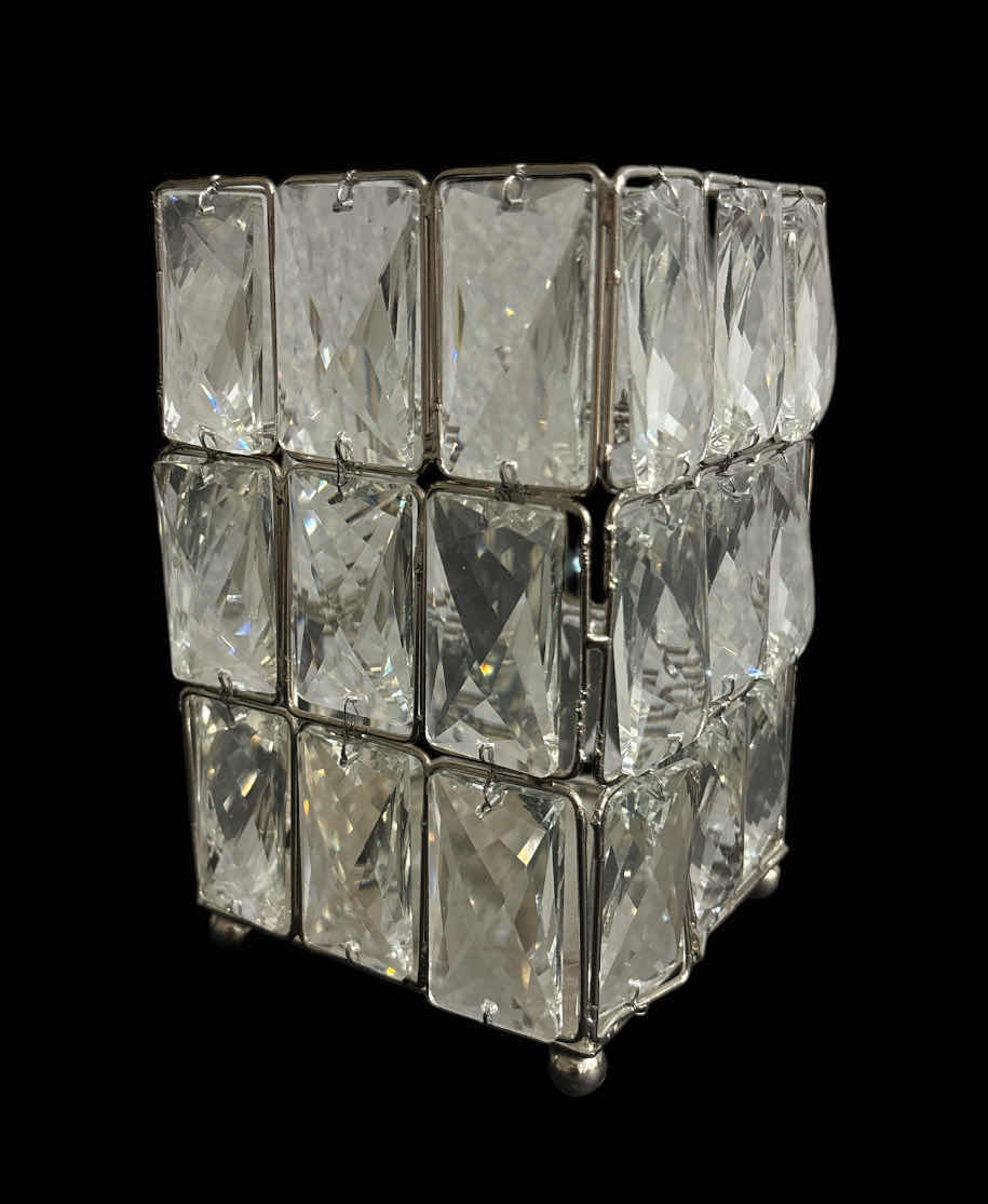 Photo 1 of SILVER/CRYSTAL CANDLE HOLDER 5” X 5” H7.25” & WOLF + LAMB LEMONGRASS PURE ESSENTIAL OILS CANDLE