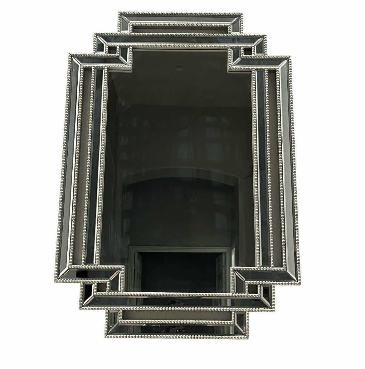 Photo 1 of PACIFIC COAST LIGHTING POSSINI EURO ANTIQUE SILVER BEADED WOOD FRAMED MIRROR 27” X 39”