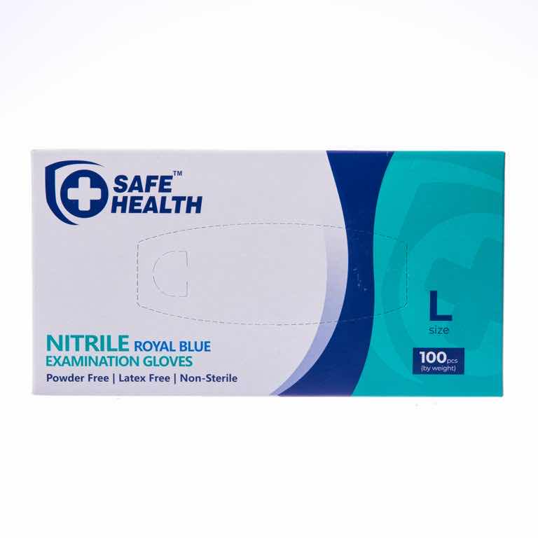 Photo 1 of SAFE HEALTH LARGE NITRILE ROYAL BLUE EXAMINATION GLOVES POWDER FREE NON-STERILE (10 BOXES/100PCS PER BOX)