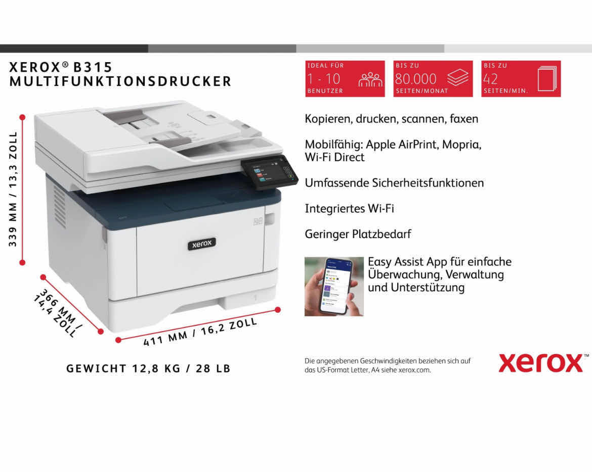 Photo 1 of XEROX WIRELESS MULTI-FUNCTION LASER PRINTER B315
