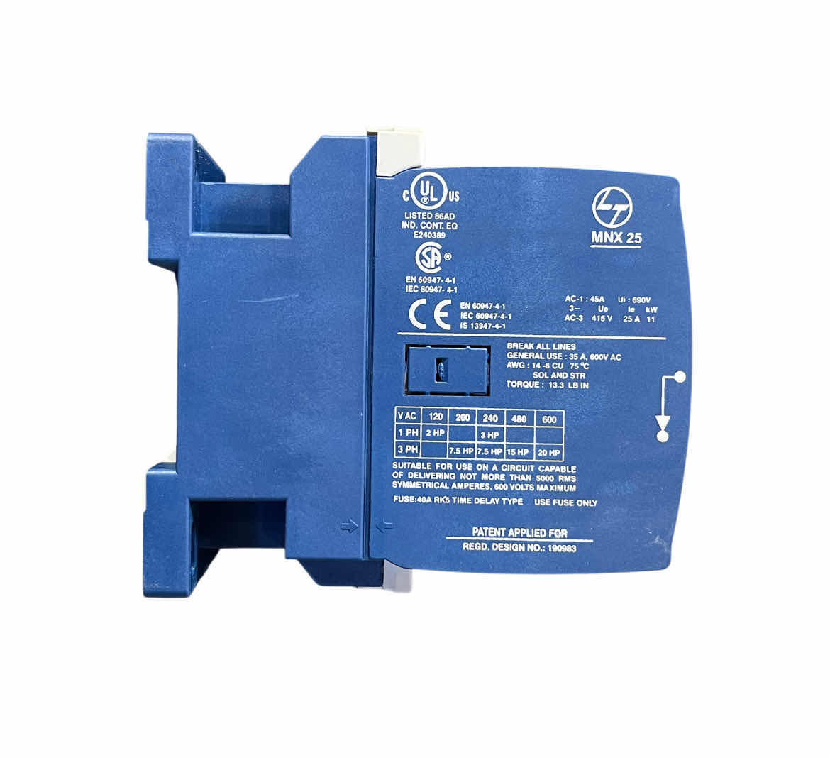 Photo 1 of SWITCHGEAR M-LINE 240V 3-POLE CONTACTOR  RELAY MNX 25