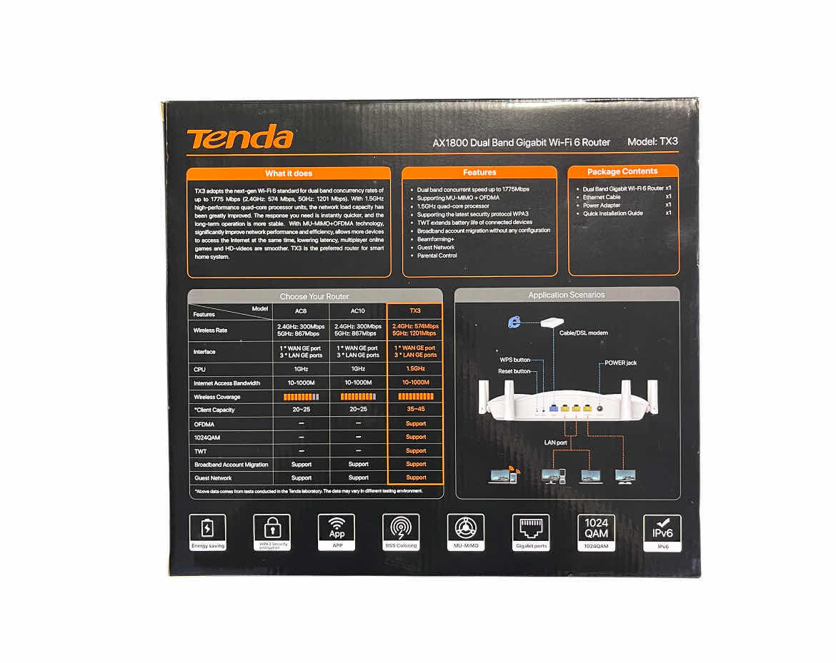 Photo 1 of TENDA DUAL BAND GIGABIT WIFI 6 ROUTER TX3