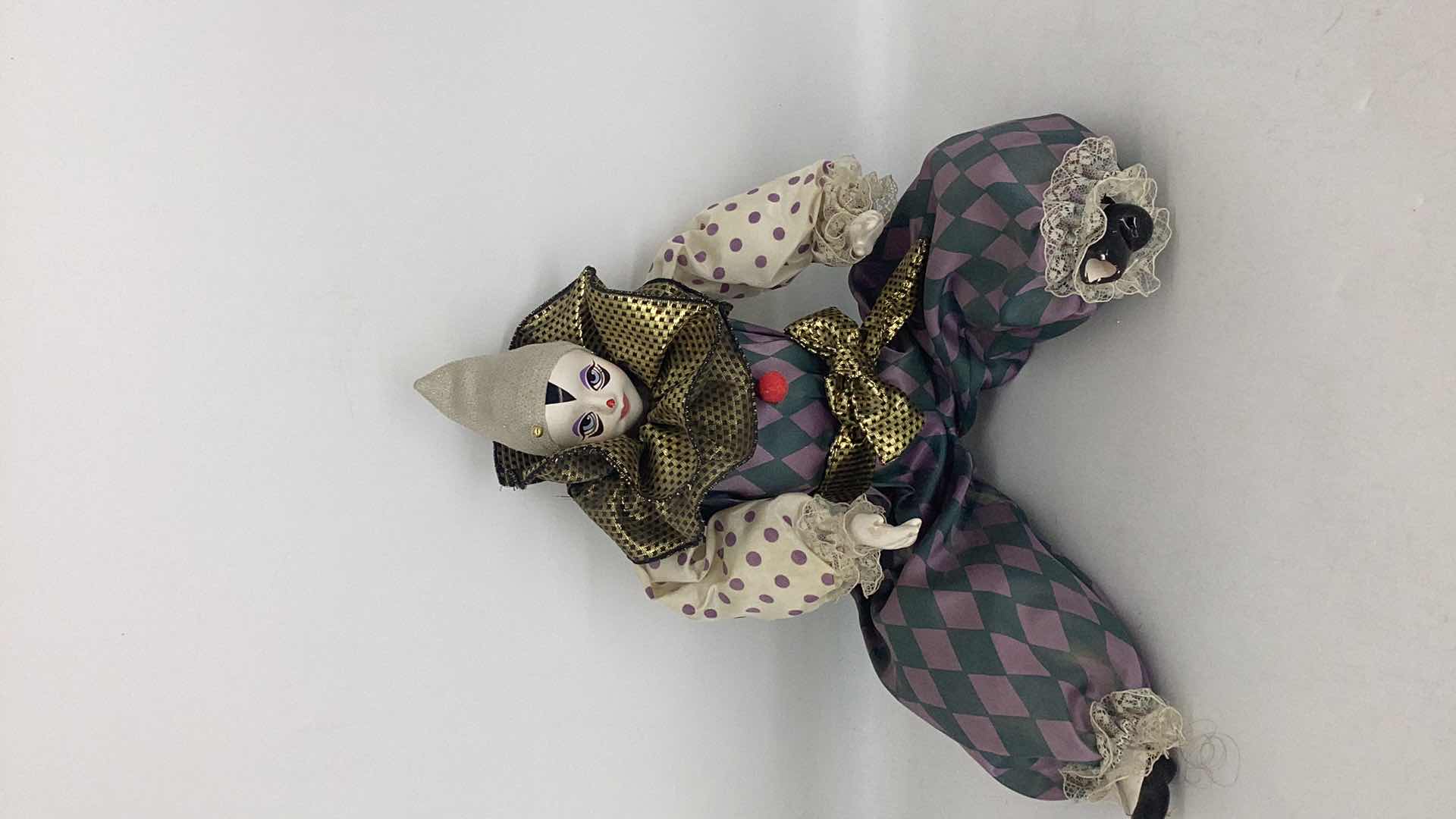 Photo 5 of TWO COLLECTIBLE PORCELAIN CLOWN DOLLS H 16”