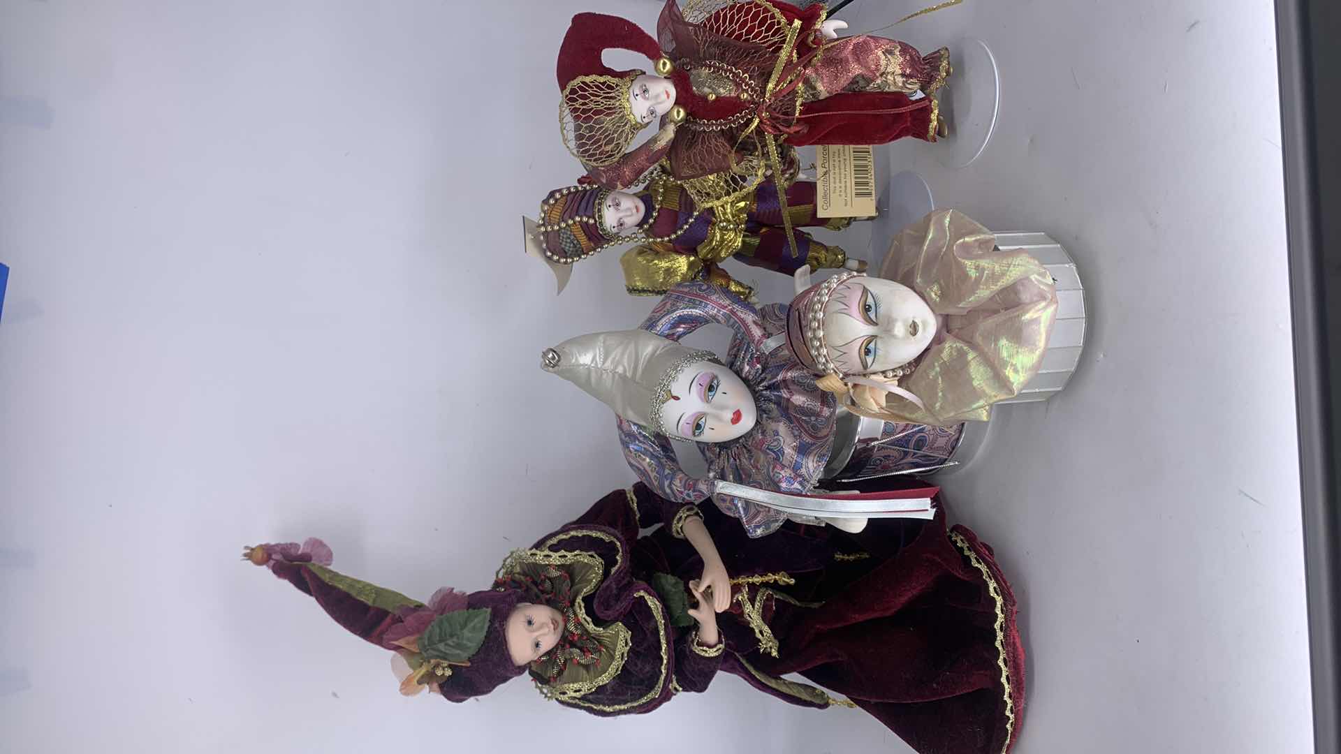 Photo 1 of THREE COLLECTIBLE PORCELAIN DOLLS AND TWO MUSIC BOXES