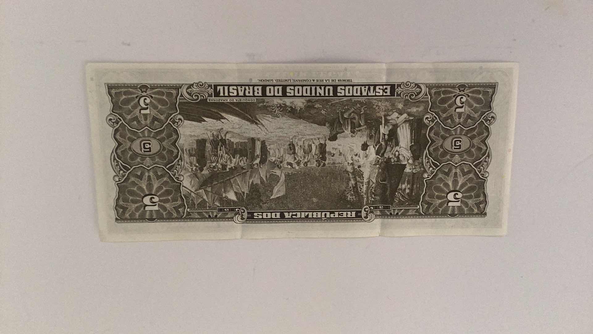 Photo 2 of BRAZIL 5 CRUZEIROS BANK NOTE