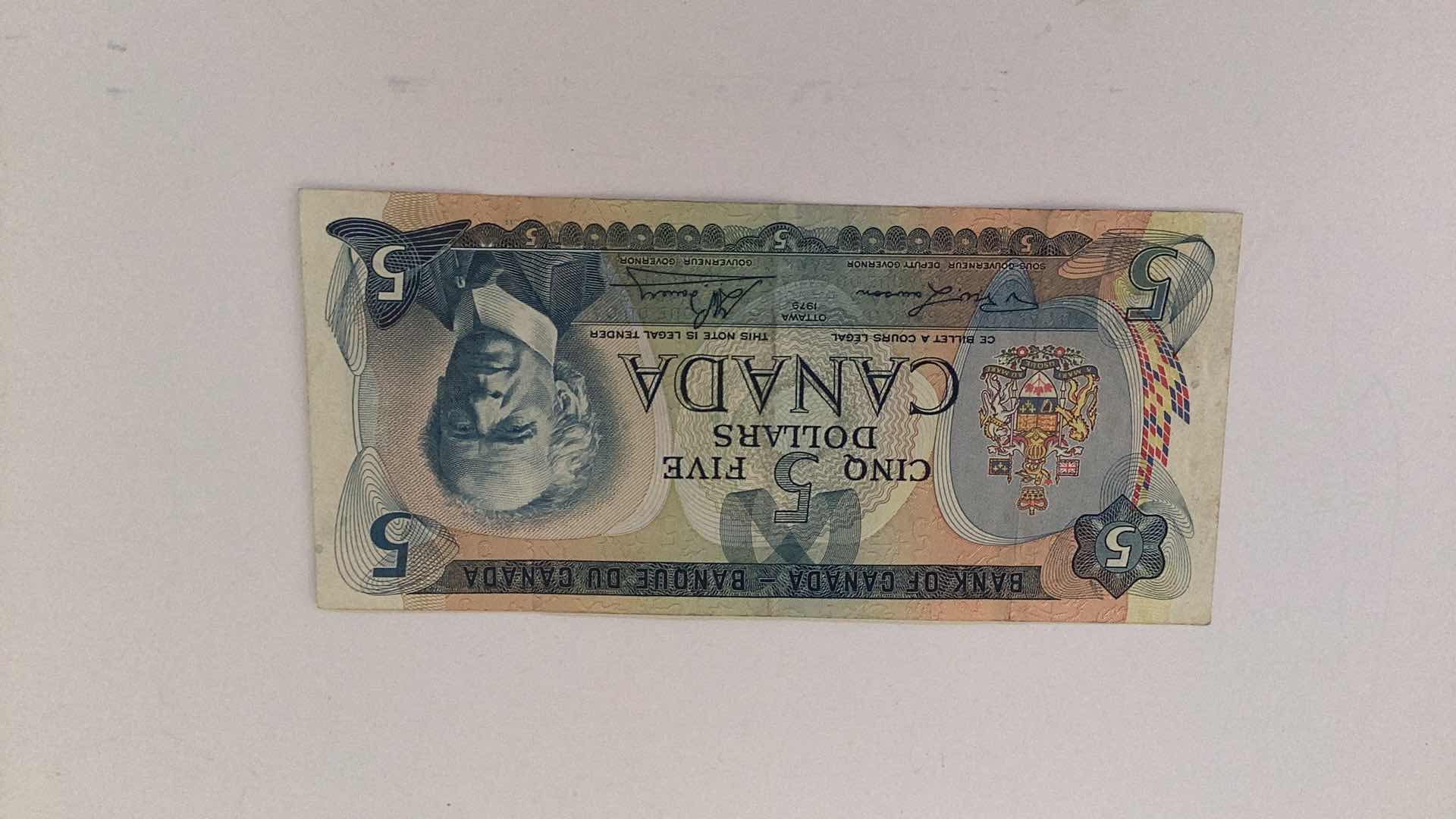 Photo 1 of 1970’S BANK OF CANADA 5 DOLLARS BILL