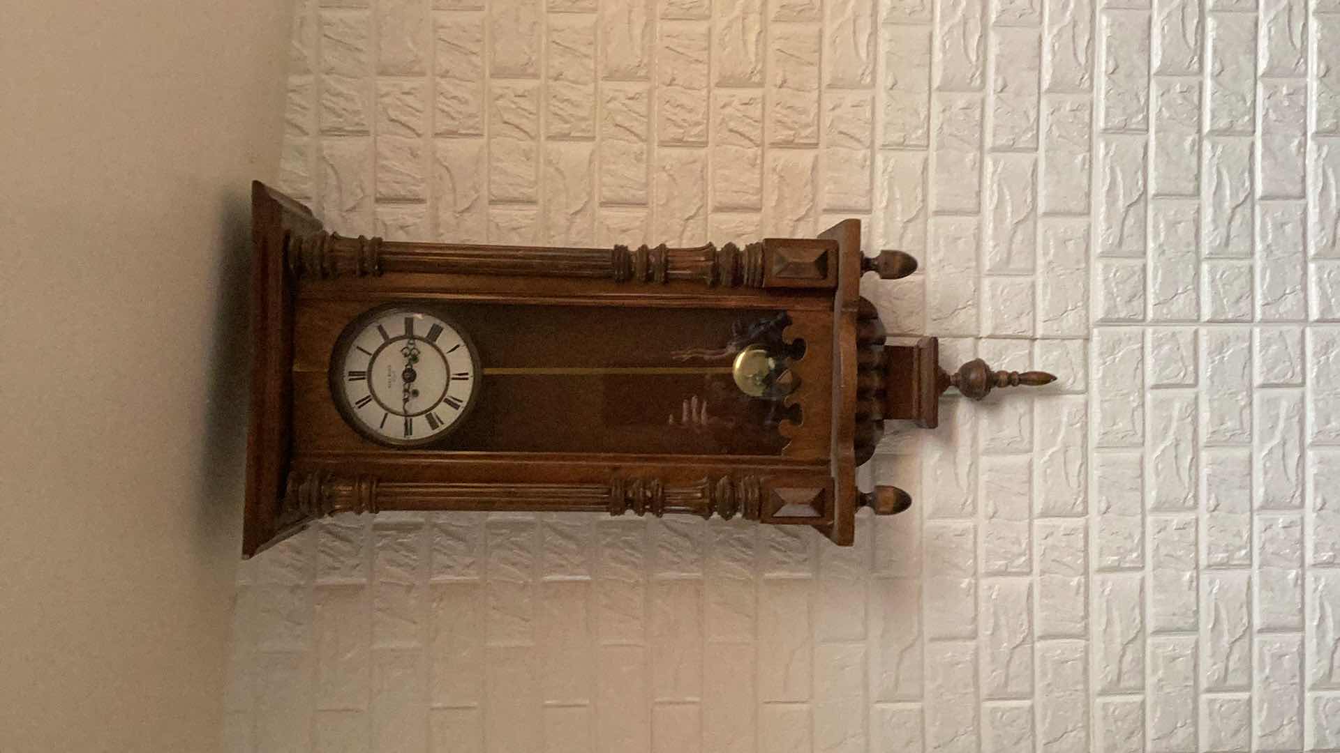 Photo 1 of ANTIQUE GEBR. RESCH WALL CLOCK 15 1/2” X 41”