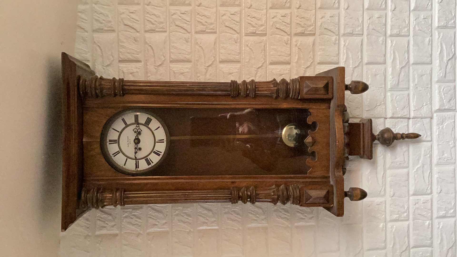 Photo 2 of ANTIQUE GEBR. RESCH WALL CLOCK 15 1/2” X 41”