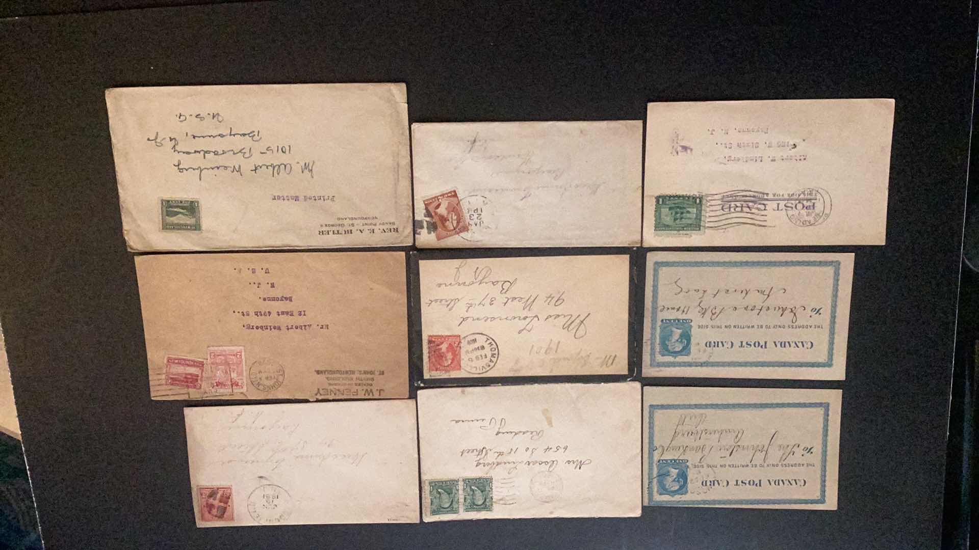 Photo 1 of ANTIQUE POSTCARDS WITH STAMPS 1881 THRU 1928