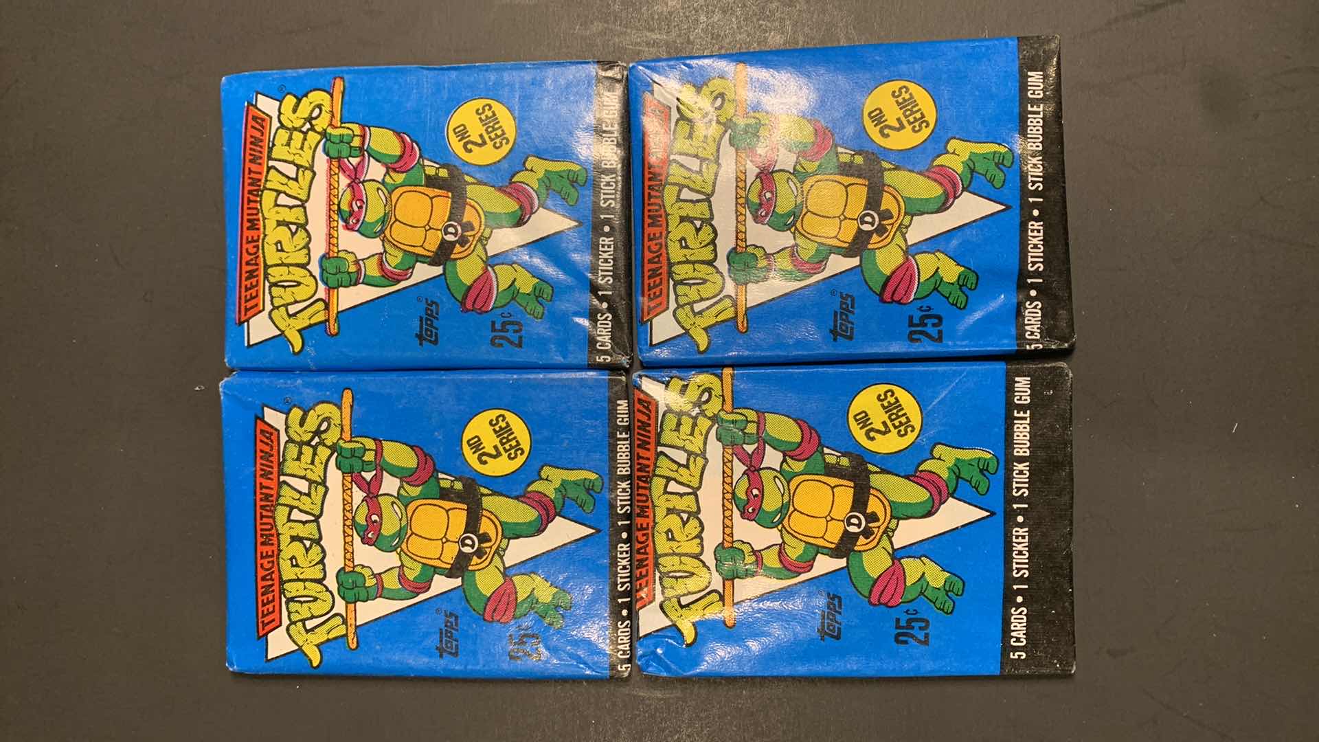 Photo 1 of SET OF 4 1990 TOPPS TEENAGE MUTANT NINJA TURTLES CARD PACKS