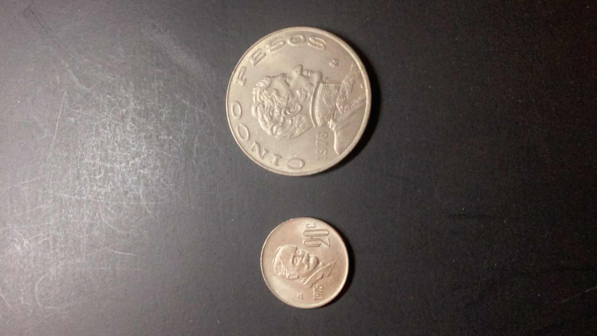 Photo 1 of MEXICO-1975/1976 20 CENTS AND 5 PESOS $6/$10