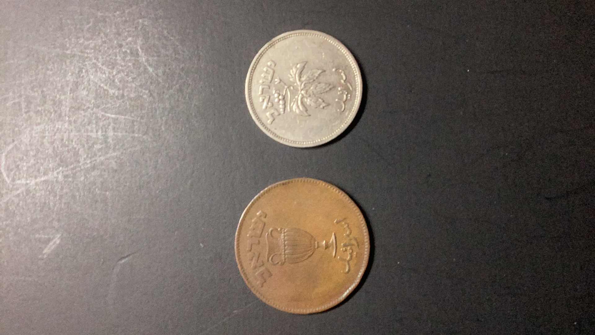 Photo 1 of ISRAEL-1949/1954 10 PRUTA AND 50 PRUTA $10/$5
