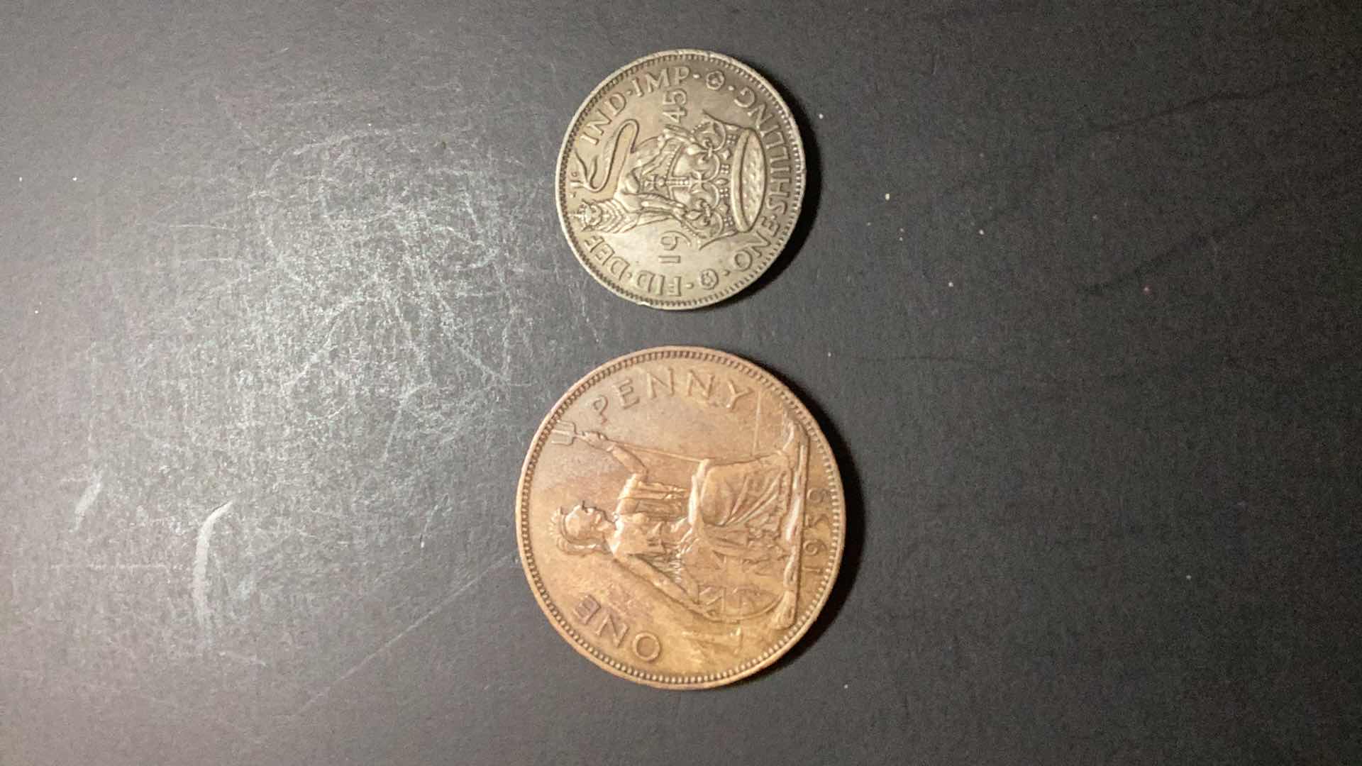 Photo 2 of GREAT BRITAIN-1939/1945 1 PENNY AND SHILLING $10/$8