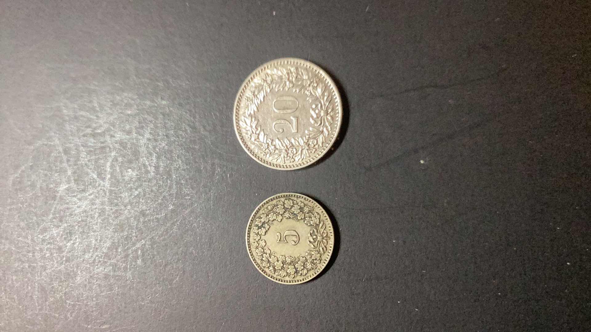 Photo 1 of SWITZERLAND-1915/1925 5 RAPPEN AND 20 RAPPEN $6/$5