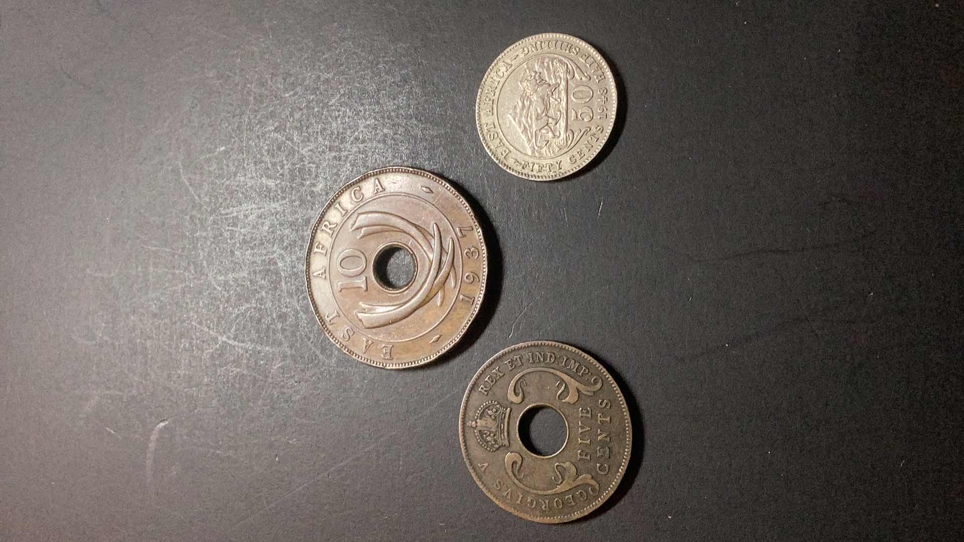 Photo 1 of EAST AFRICA-1925/1937/1948 5 CENTS AND 10 CENTS AND HALF SHILLING $9/$6