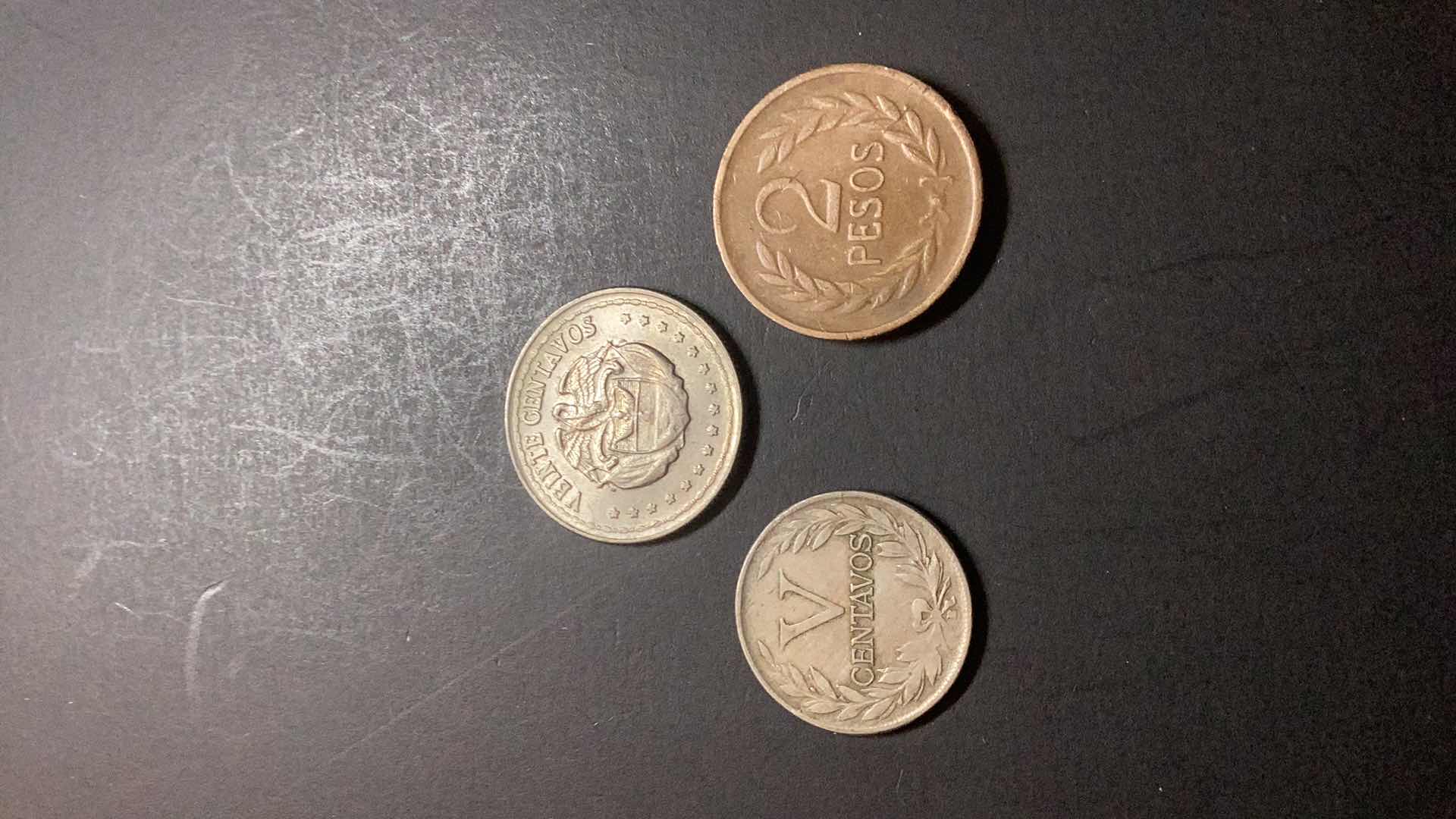 Photo 1 of COLOMBIA-1950/1959/1979 V CENTAVOS AND 20 CENTAVOS AND 2 PESOS $5