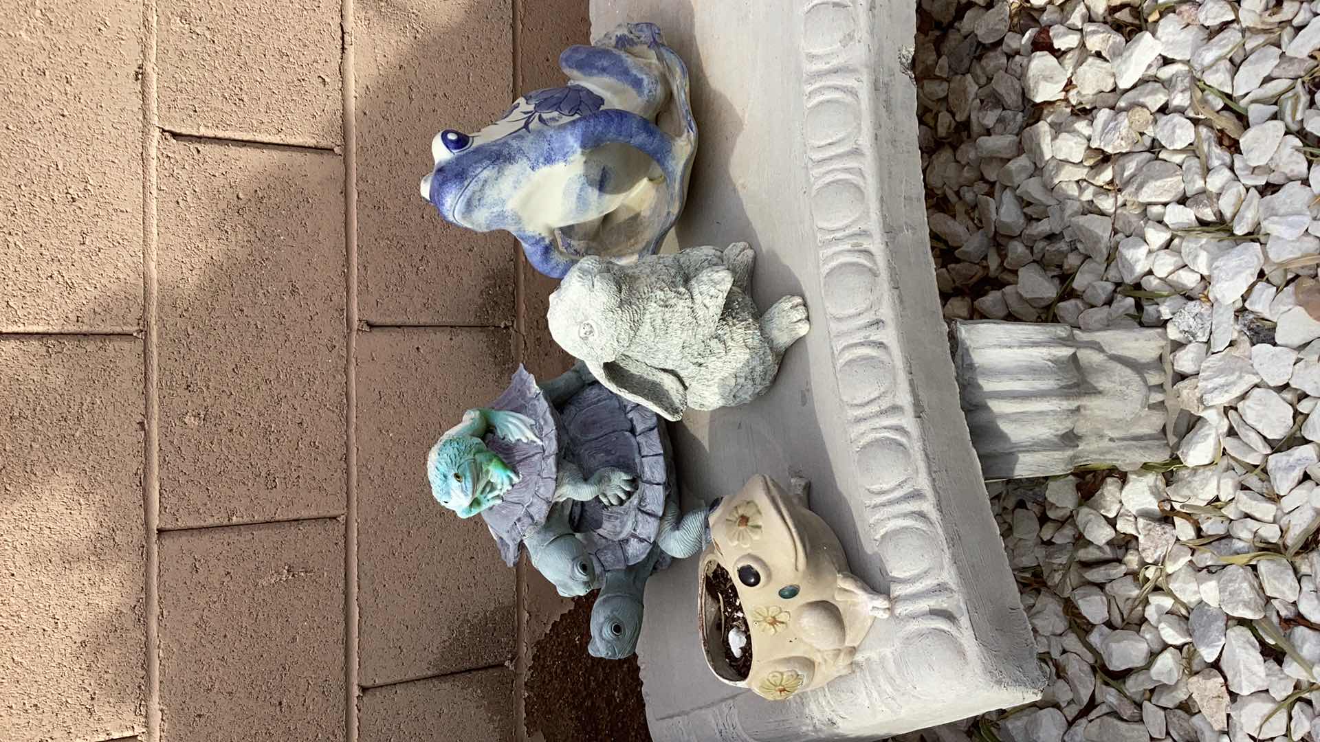 Photo 1 of 4 FROGS AND RABBIT PLASTER GARDEN PIECES