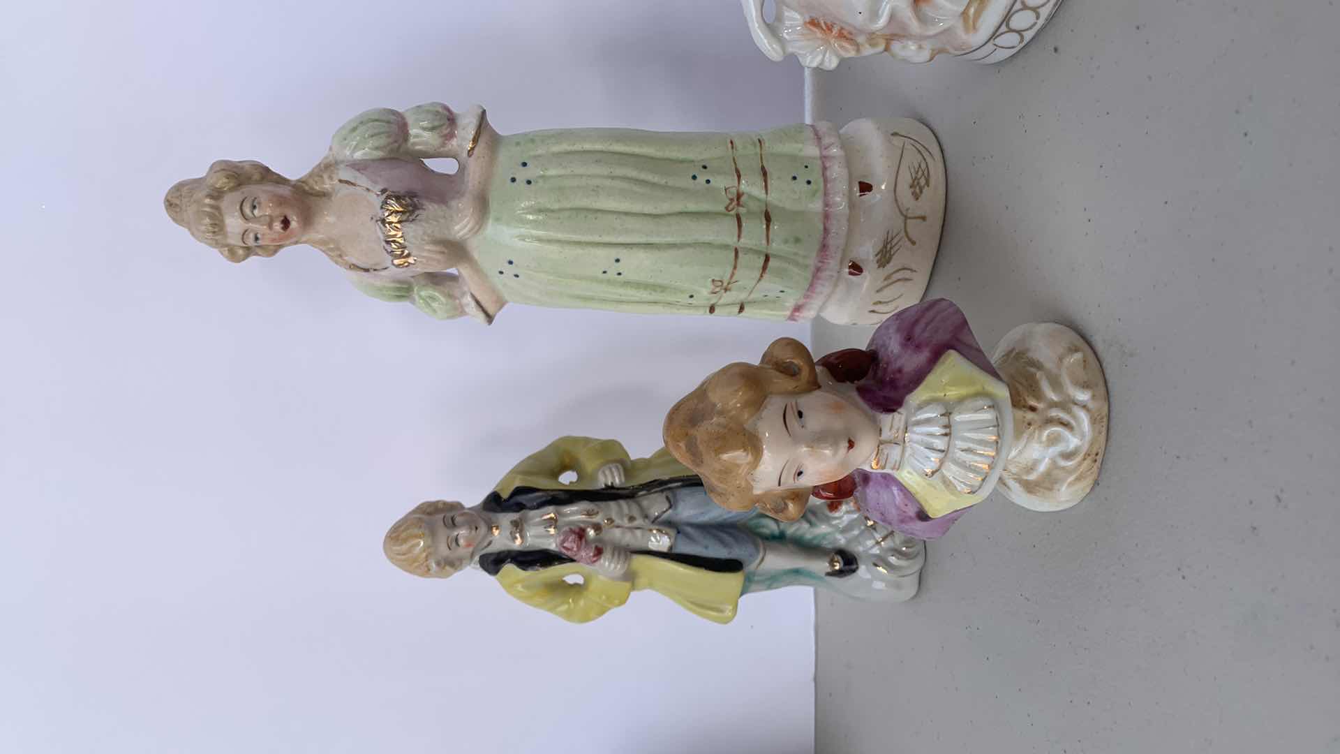 Photo 5 of 11 PORCELAIN FIGURINES, TALLEST H 8.5”