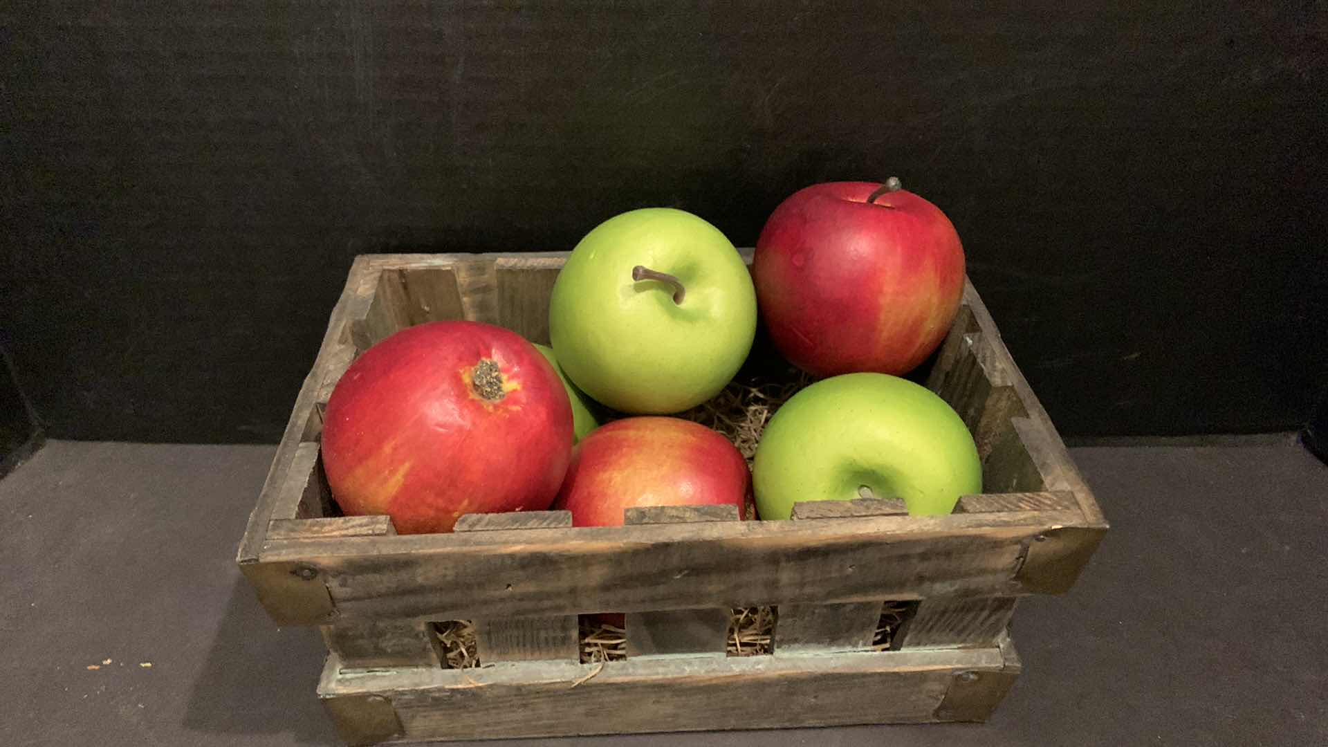 Photo 4 of HOME DECOR, FAUX FRUIT COLLECTIBLES, WOOD CRATE AND METAL BASKET