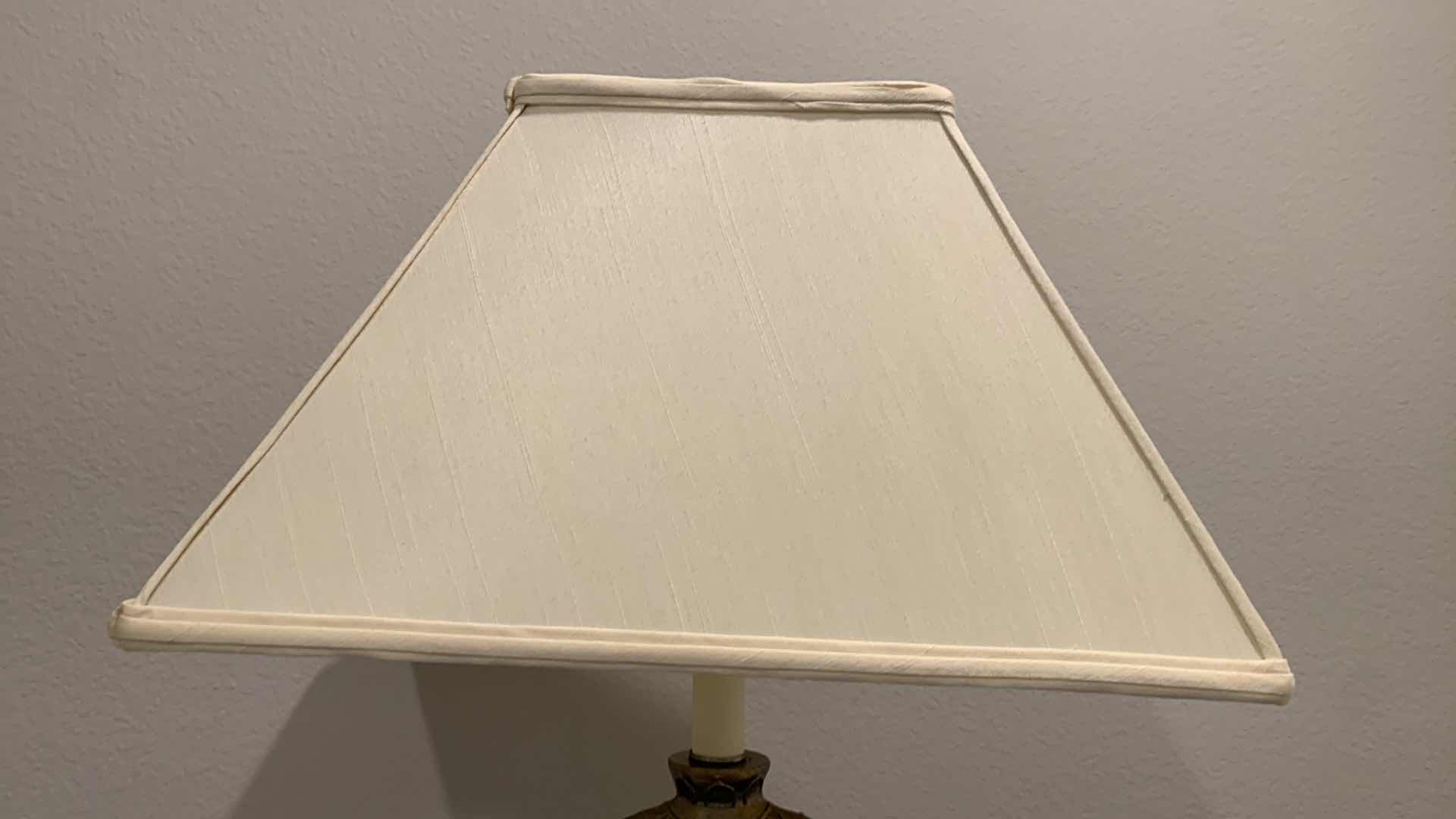 Photo 4 of TWO COLUMN METAL ELEPHANT FLOOR LAMP W IVORY LINEN SHADE H59”