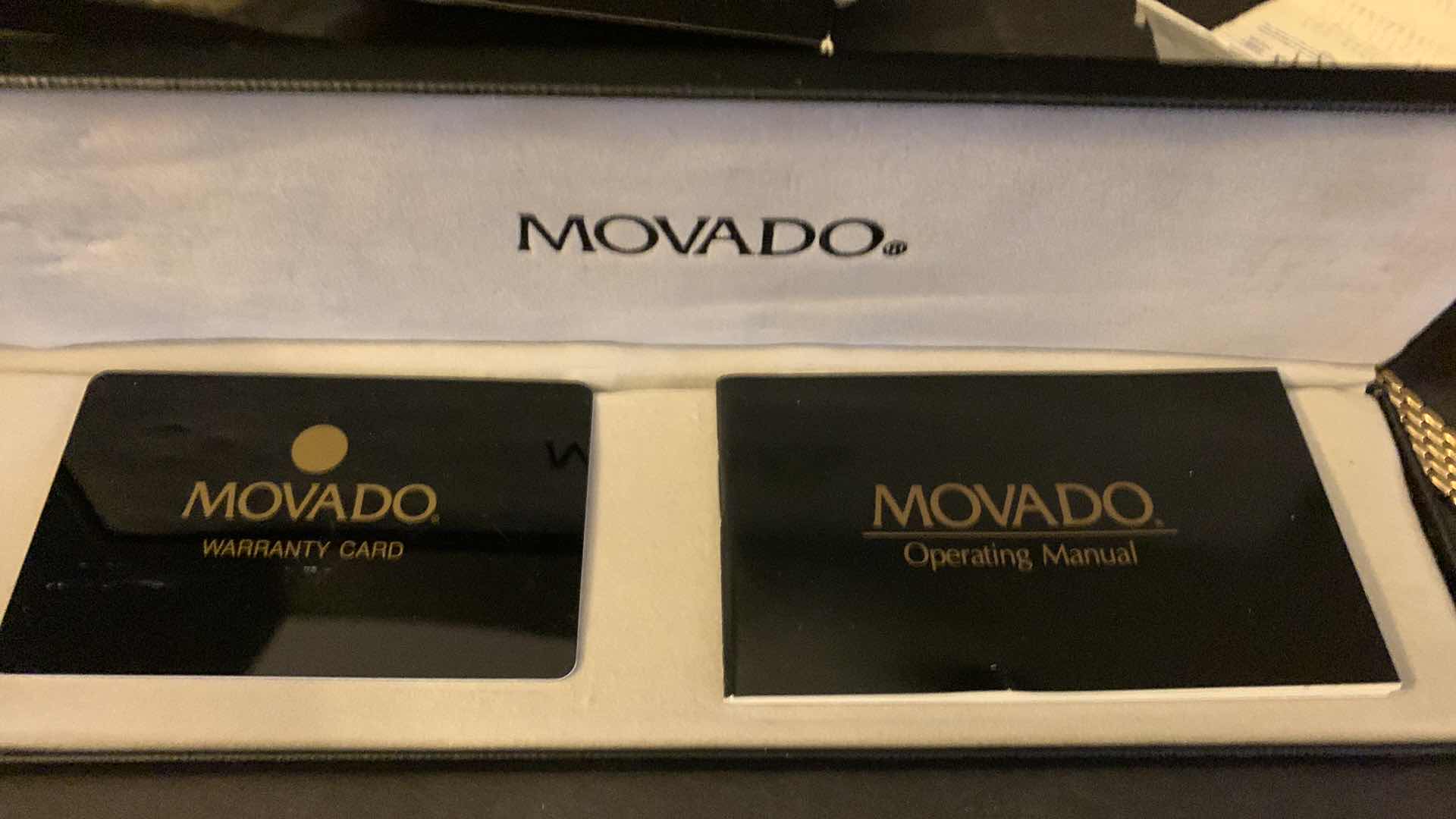 Photo 5 of WOMENS GOLD MOVADO WATCH W BOX, CASE, LINKS, AND RECEIPT $550 in 1990