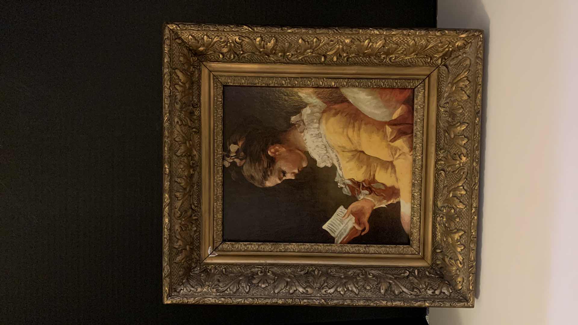Photo 1 of ARTWORK, YOUNG GIRL READING BY FRAGONARD 11” x 14” in ORNATE WOOD FRAME