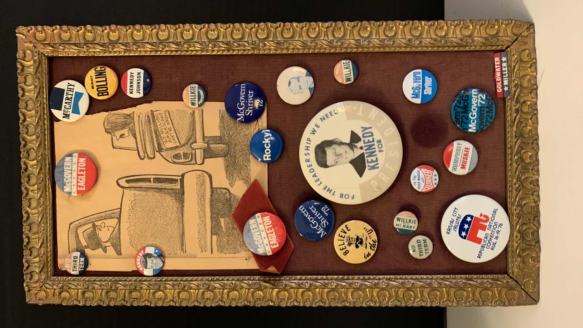 Photo 5 of FRAMED AND MOUNTED COLLECTIBLE POLITICAL PINS