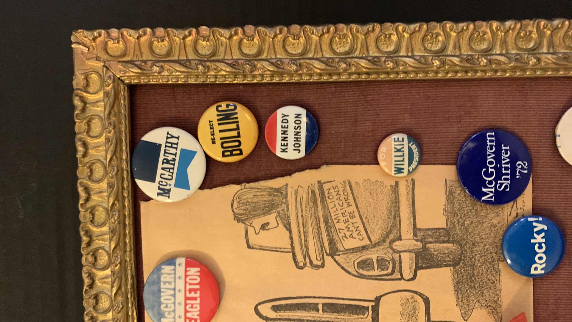 Photo 4 of FRAMED AND MOUNTED COLLECTIBLE POLITICAL PINS