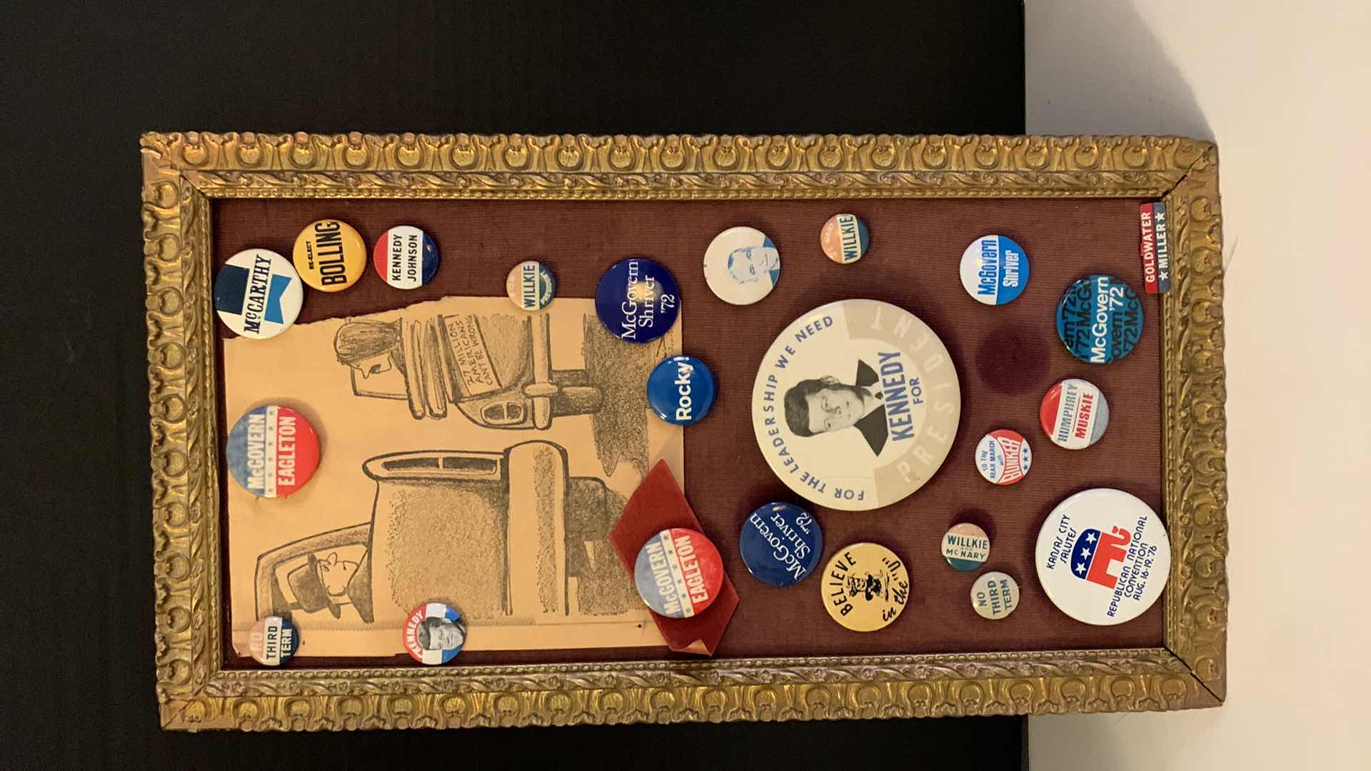Photo 1 of FRAMED AND MOUNTED COLLECTIBLE POLITICAL PINS