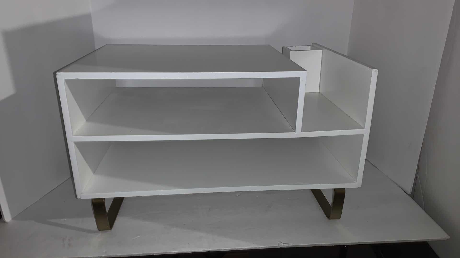 Photo 1 of CONTEMPORARY DESK ORGANIZER, WHITE WITH GOLD LEGS