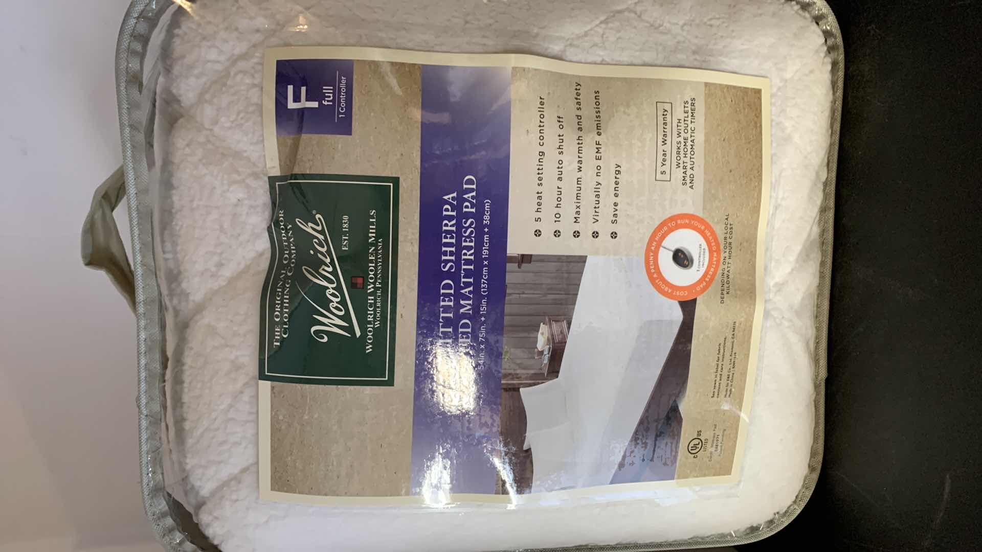 Photo 2 of WOOLRICH KNITTED SHERPA HEATED MATTRESS PAD, FULL SIZE