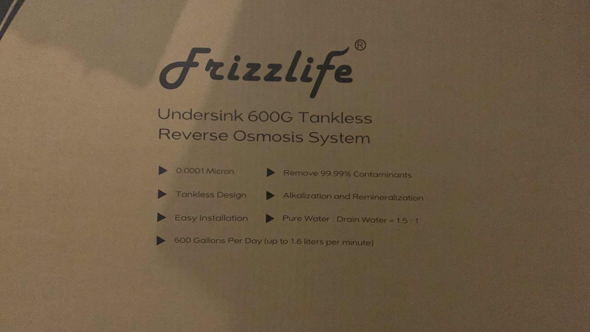 Photo 2 of FRIZZLIFE UNDERSINK 600G TANKLESS REVERSE OSMOSIS SYSTEM