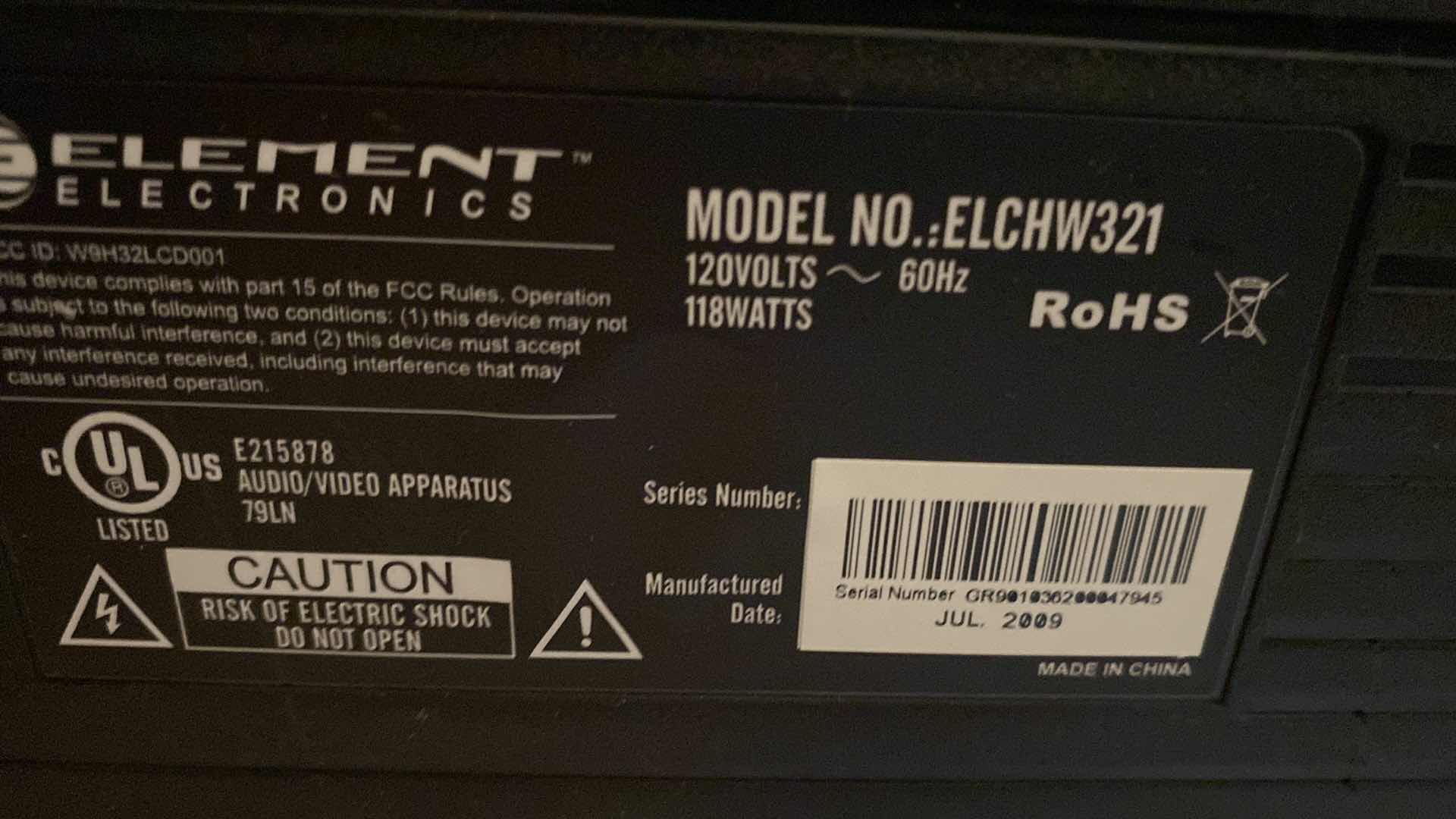 Photo 4 of ELEMENT TV HDMI TESTED 36”