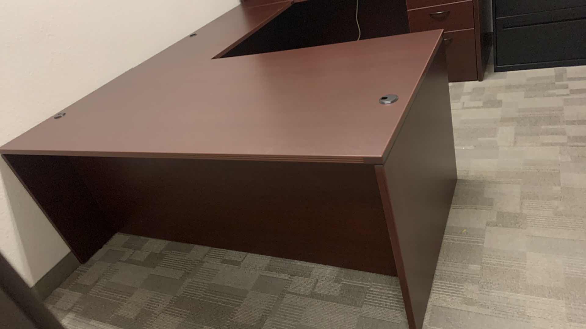 Photo 3 of CHERRYMAN 4 PIECE OFFICE EXECUTIVE OFFICE SET WITH EXECUTIVE DESK 71” x 35.5” , SIDE RETURN 42” x 24” AND DESK W HUTCH 70.5” x 23.5” x H65”