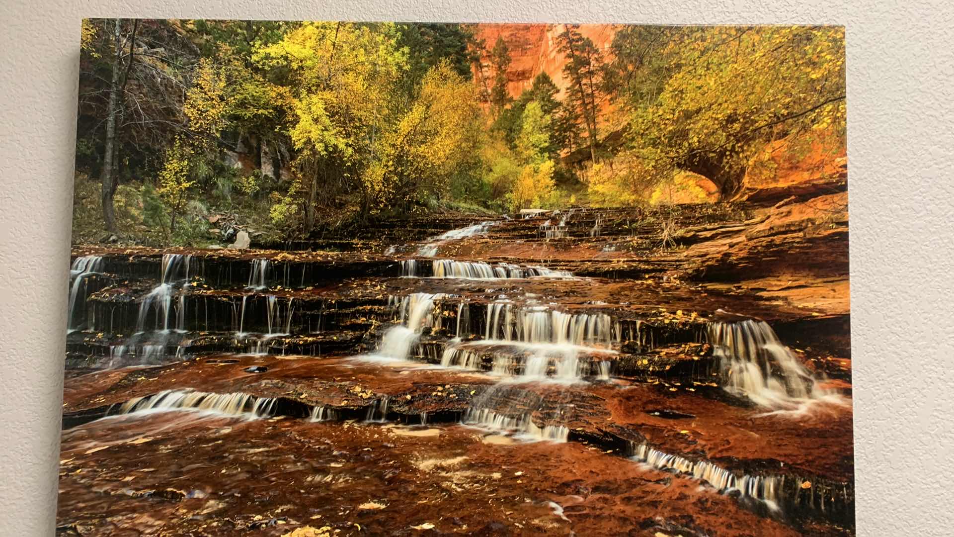 Photo 2 of ARTWORK, STRETCHED CANVAS, FALL NATURE WATERFALL 39” x 27”