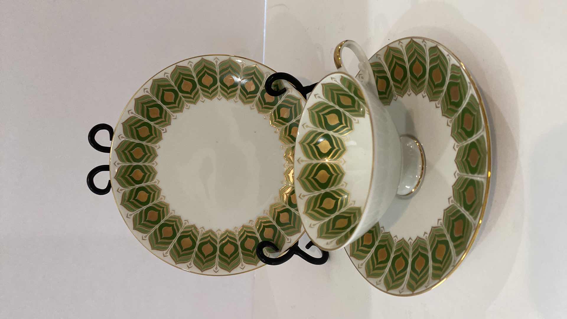 Photo 1 of ALBOTH & KAISER BAVARIA 3 PIECE TEA CUP, SAUCER AND PLATE SET WITH GOLD EDGE