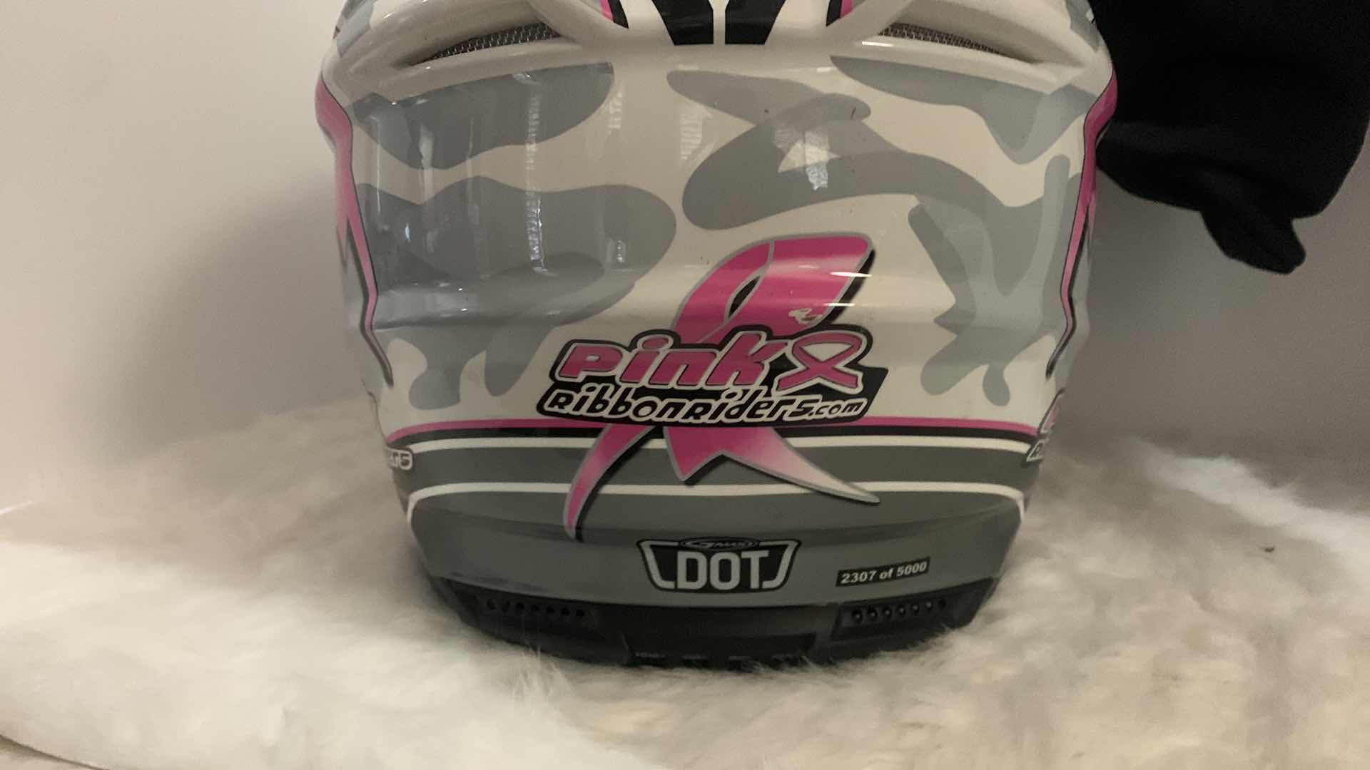 Photo 6 of WOMENS LIMITED EDITION MOTORCYCLE HELMET PINK RIBBONRIDERS SIZE M